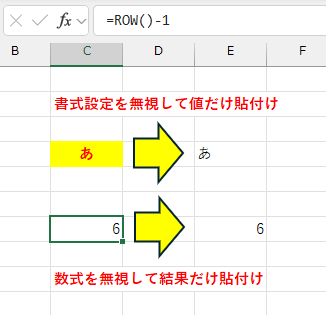 値貼り付けの説明