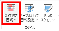 「ホーム」タブから「条件付き書式」をクリック